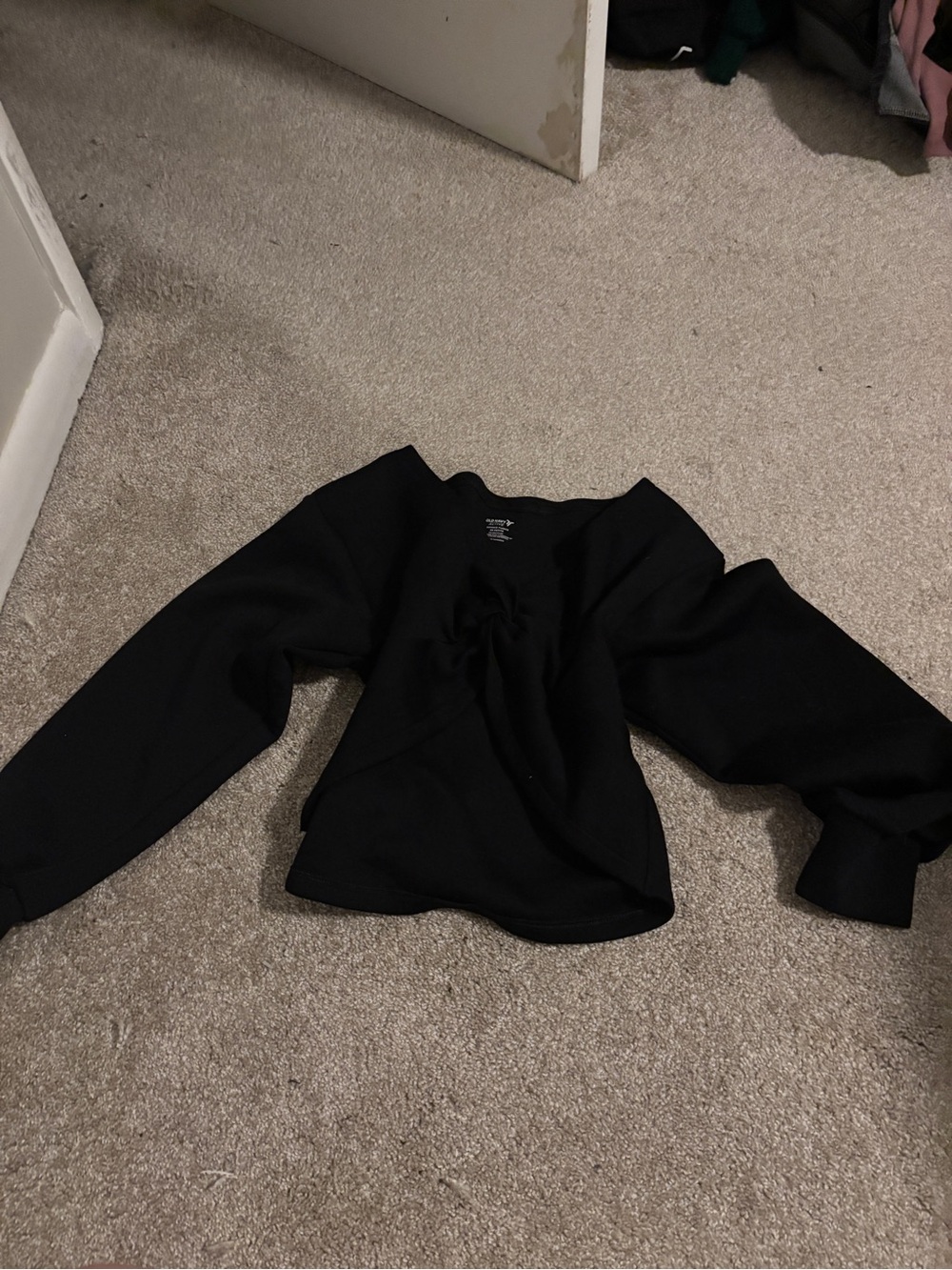 Old Navy Black V‑Neck Knit Sweater with Front Tie